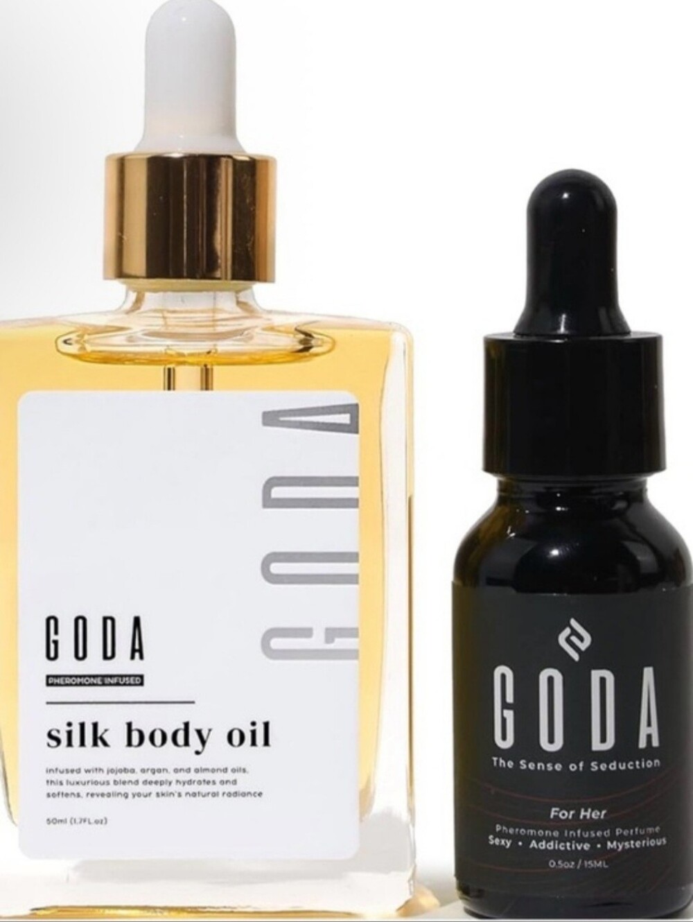 GODA Gift Set Silk Body Oil and For Her Pheromone Fragrance Oil NEW